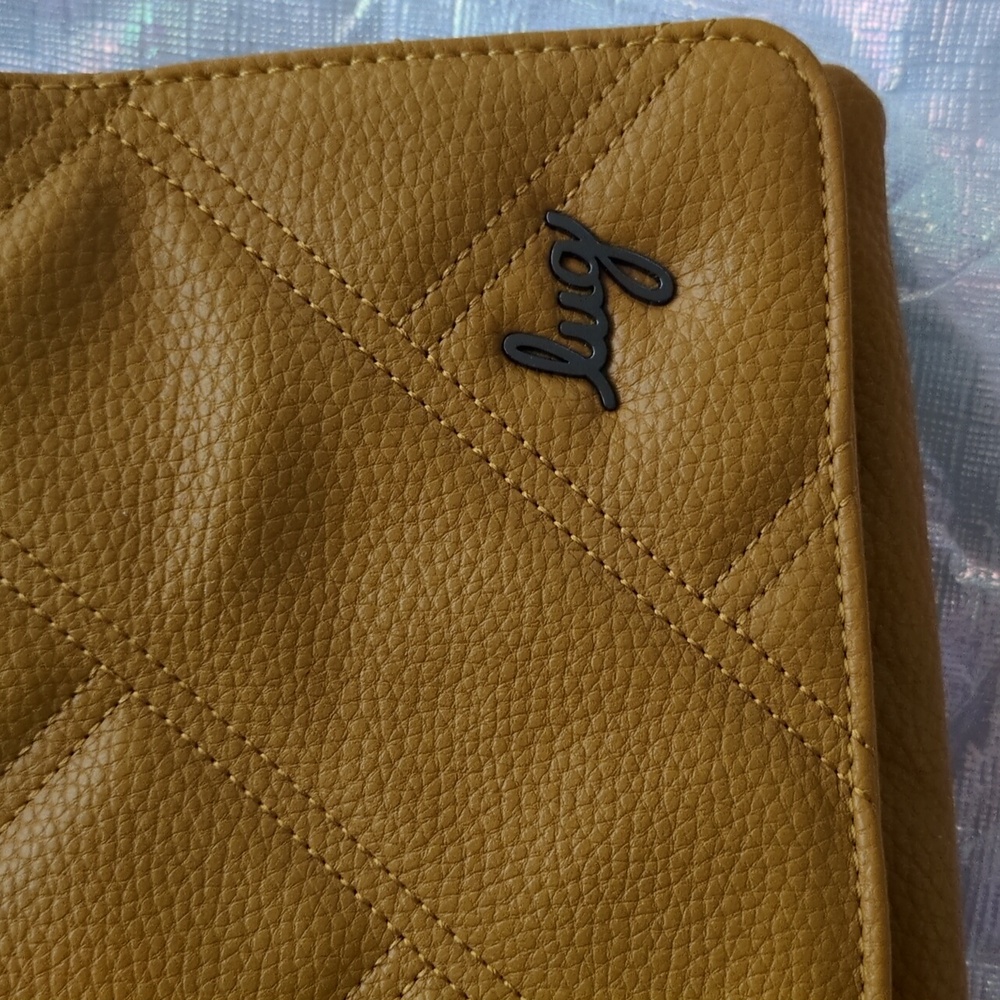 Lug Mustard Quilted Bag with Gunmetal Chain Strap And RFID Card Purse NWOT - Picture 3 of 10